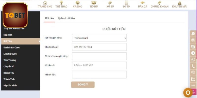Hướng dẫn rút tiền Tobet88